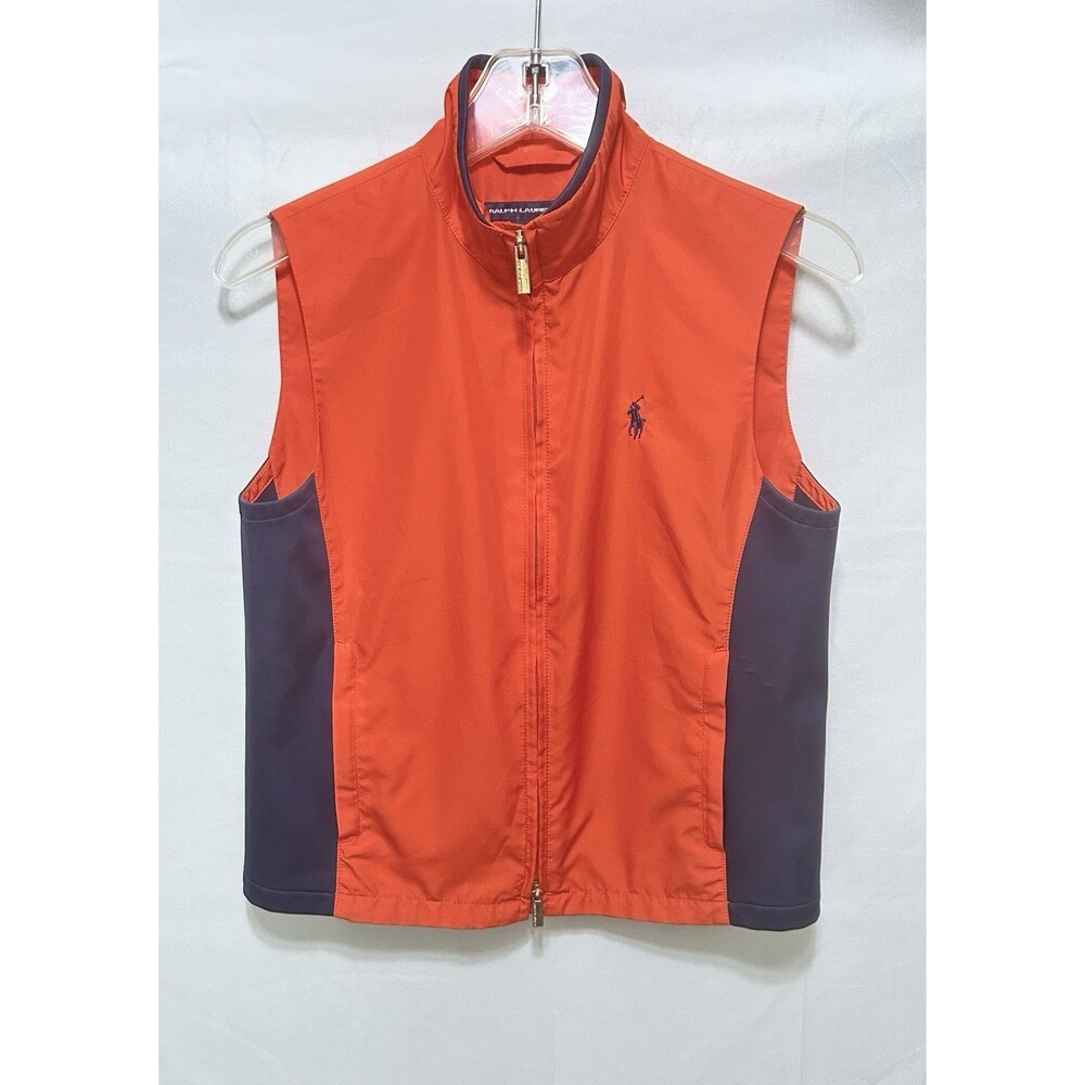 Ralph Lauren Golf Unisex Small Blue Orange Full Zip Mock Neck Vest